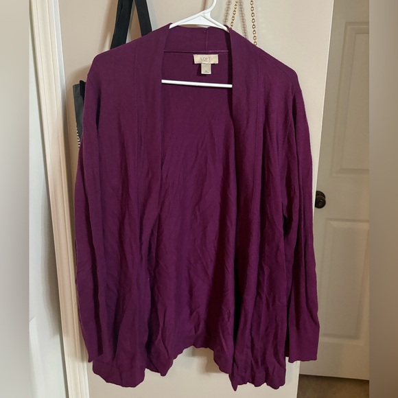 LOFT Sweaters - LOFT Deep Plum Open Cardigan